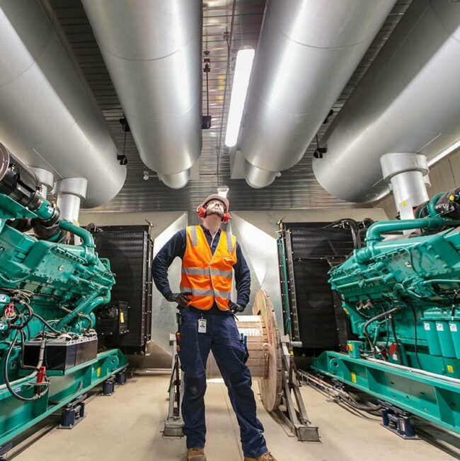 BGIS worker next to machinery