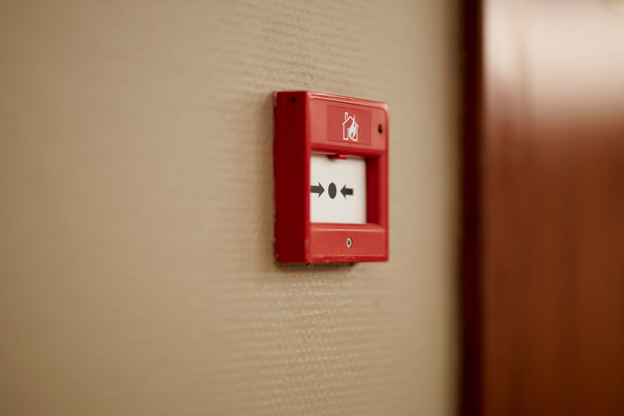 Fire alarm button in the building