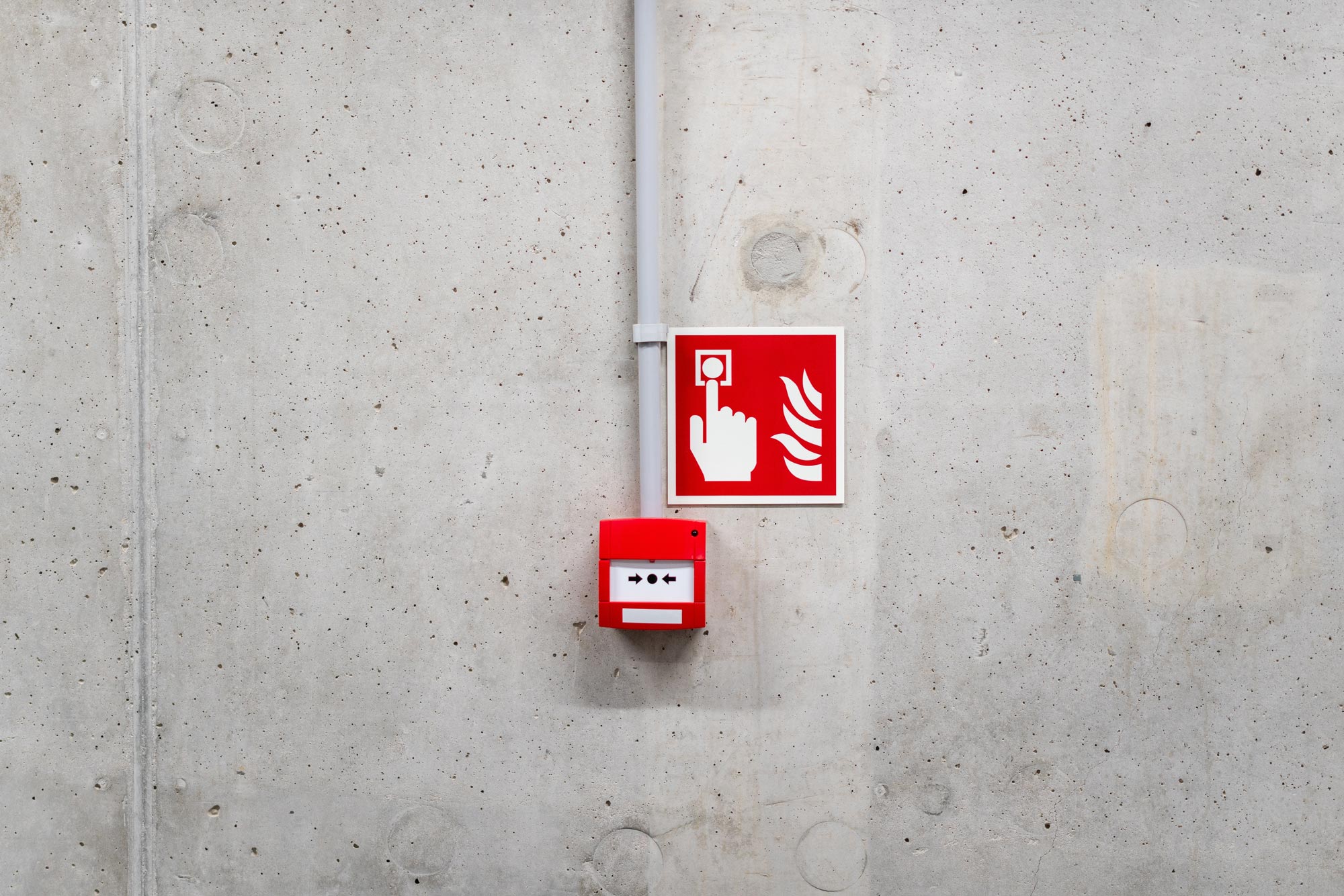 Fire alarm button in the building