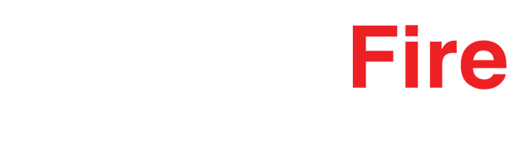 Blue fire Systems Logo in white and red